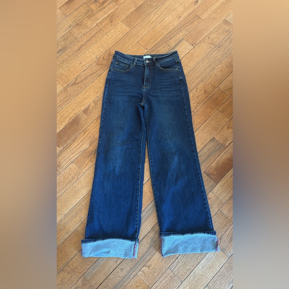Boyfriend Jeans in Dark Blue Wash - Casual Wide-Leg
